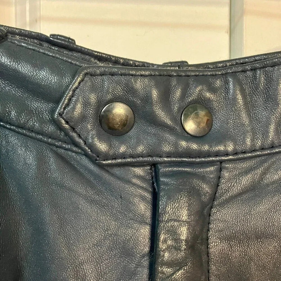 Vintage Creation Jez Montreal Navy Blue Leather Pants Straight Leg Lined - Picture 4 of 10